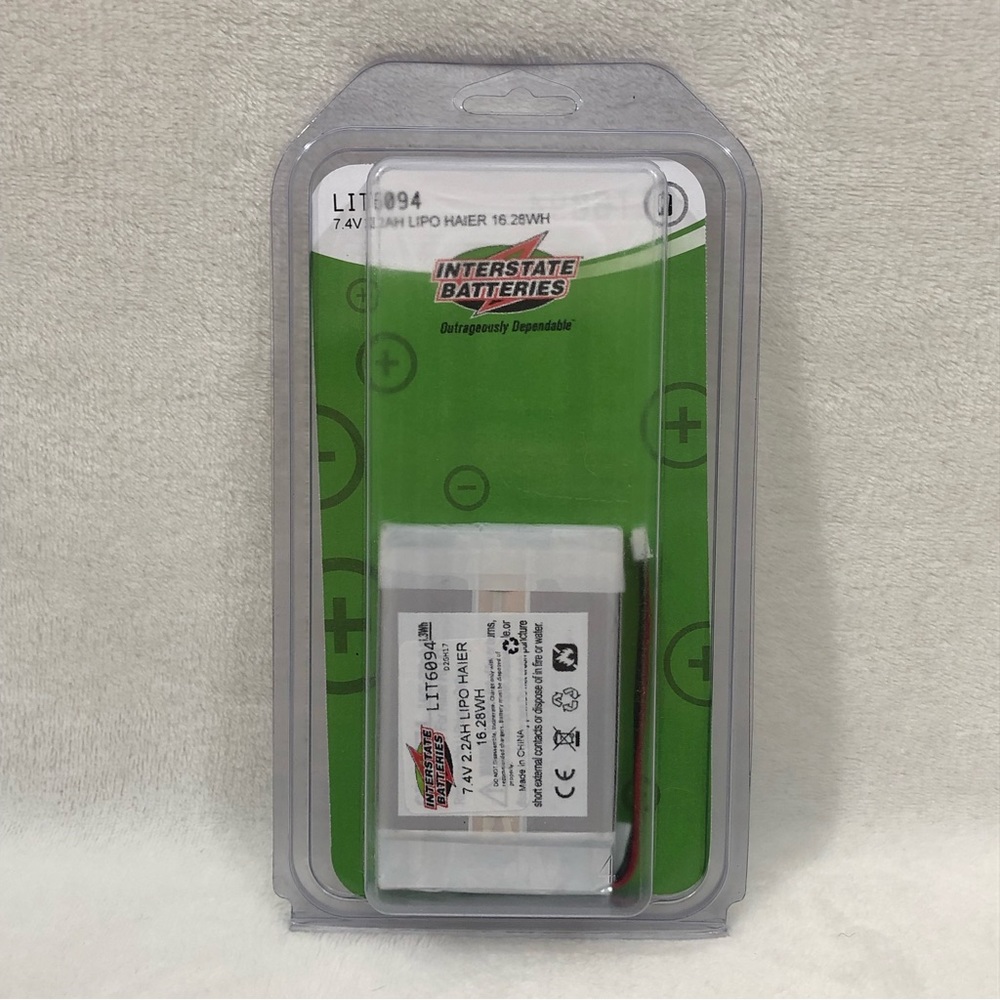 Interstate Batteries LIT6094 7.4V 2.2AH Lipo Haier 16.28WH Battery.